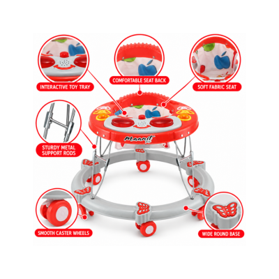 Maanit Butterfly New Musical 3-in-1 Walker (Red & Grey)