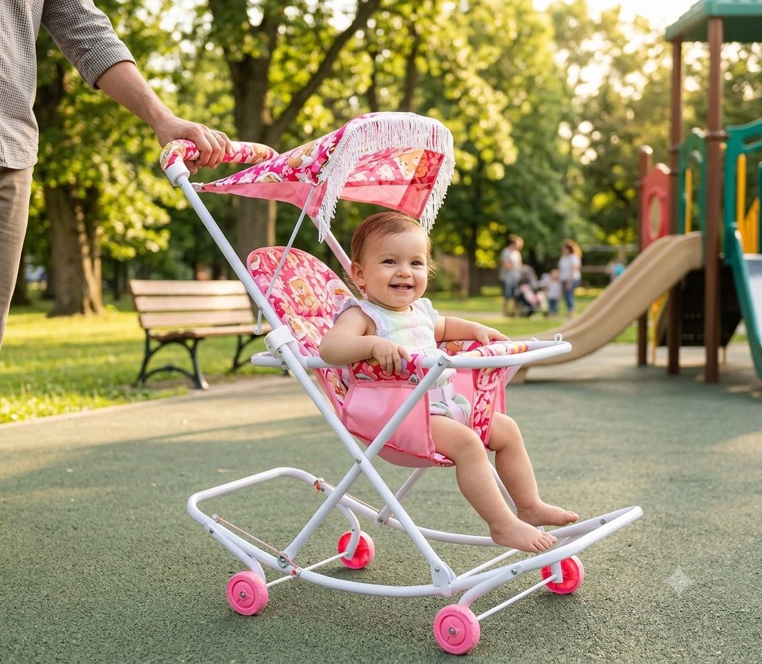 Maanit Baby Stroller cum Swing (Pink)