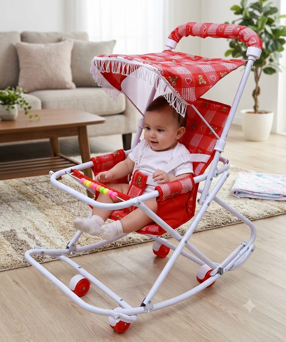 Maanit Baby Stroller cum Swing (Red)