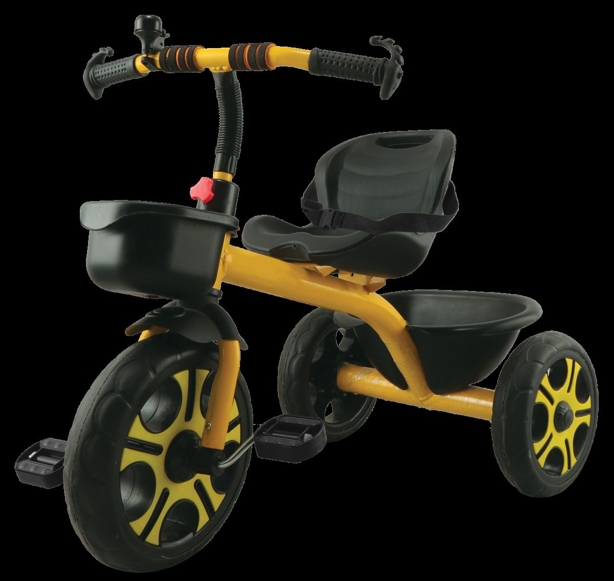 Maanit Little Flock_Tricycle Dual Storage Basket Tokri With Bell Safety Guardrail Seat_Model-102_for Kids|Boys|Girls Age Group 2-5 Years Tricycle (Yellow)