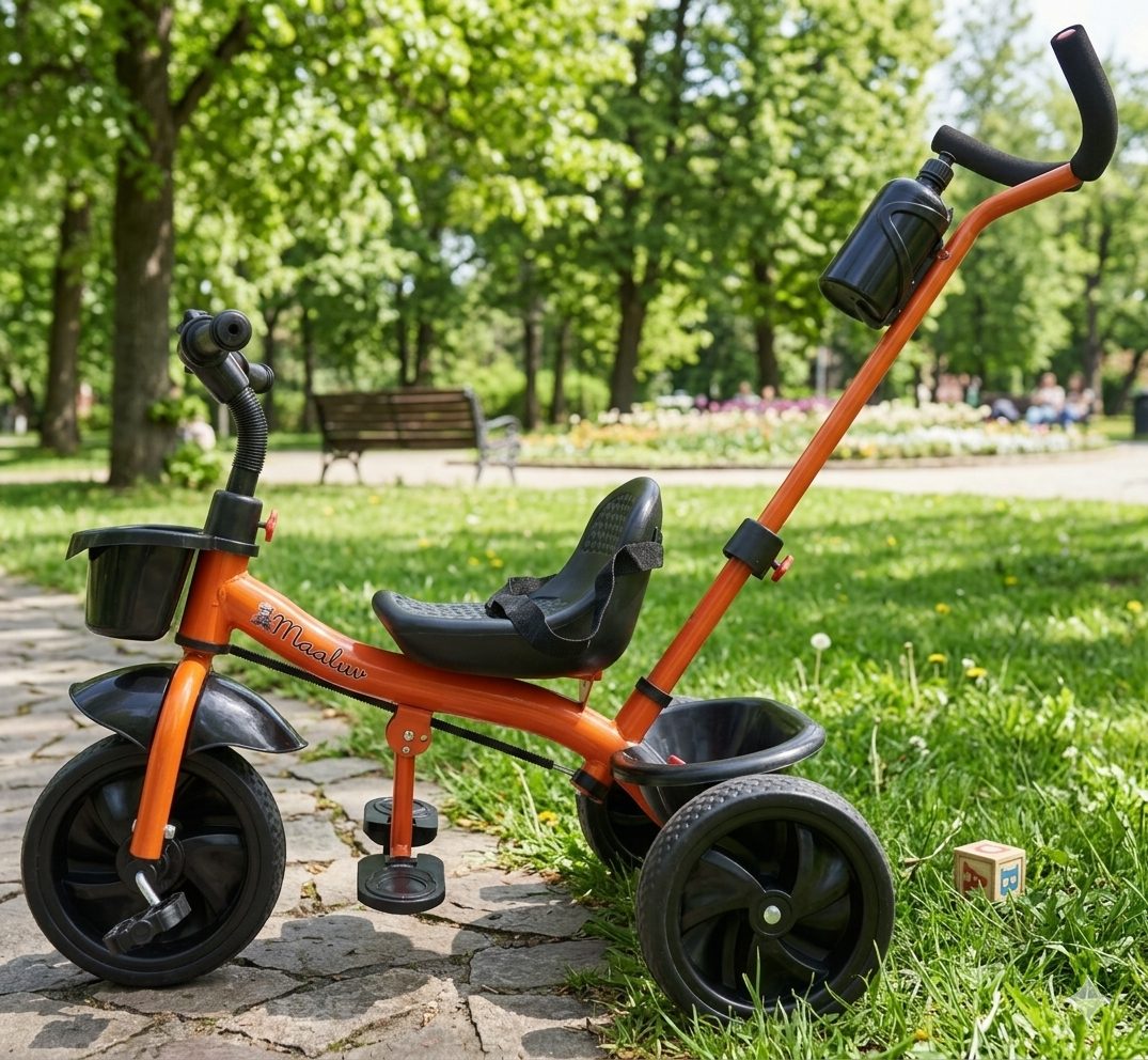 Maanit Safety Guardrail Comfort Seat_Model 201_for Kids|Boys|Girls Age 2-5 Years Tricycle (Orange)