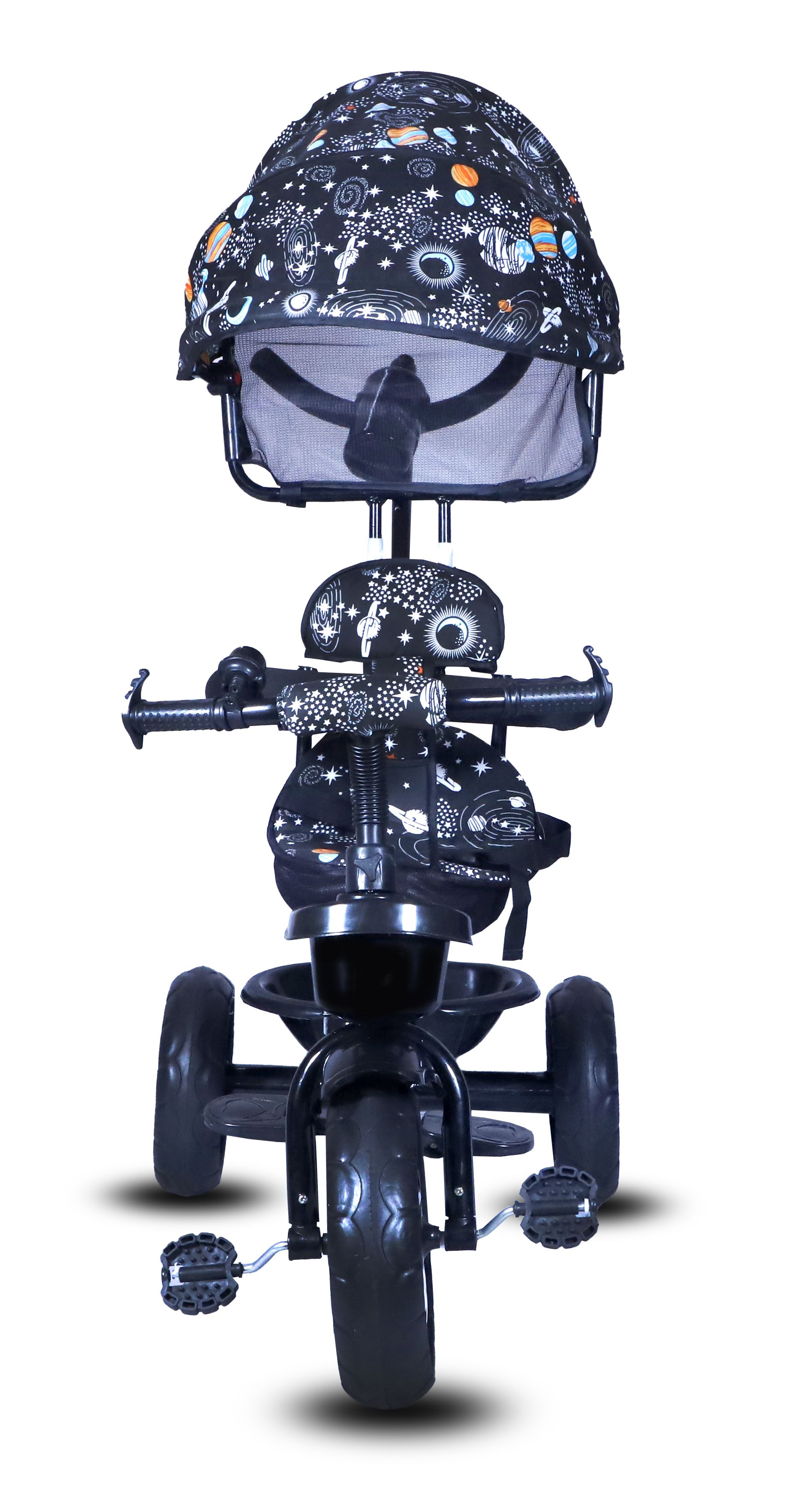 Maanit Tricycle Canopy Dual Storage Basket_Bottel_Parental Handle Control Safety Comfort Seat Model_405 for Kids|Boys|Girls Age Group 2-5 Years Tricycle (Black)