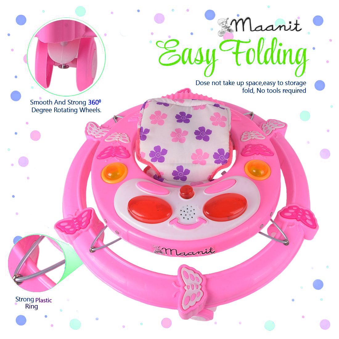 Maanit Butterfly Musical 3-in-1 Walker (Pink)