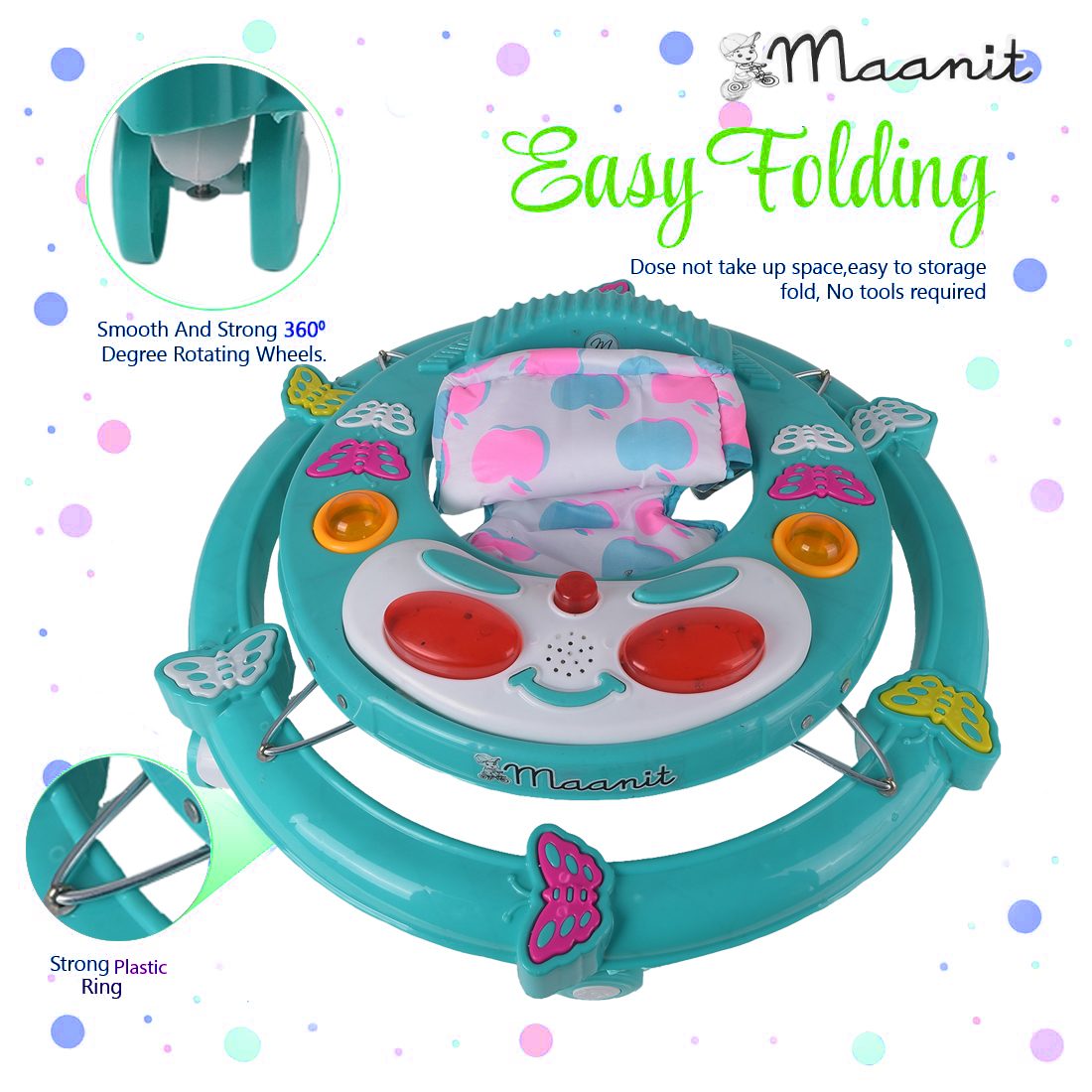 Maanit Butterfly Musical 3-in-1 Walker (Green)