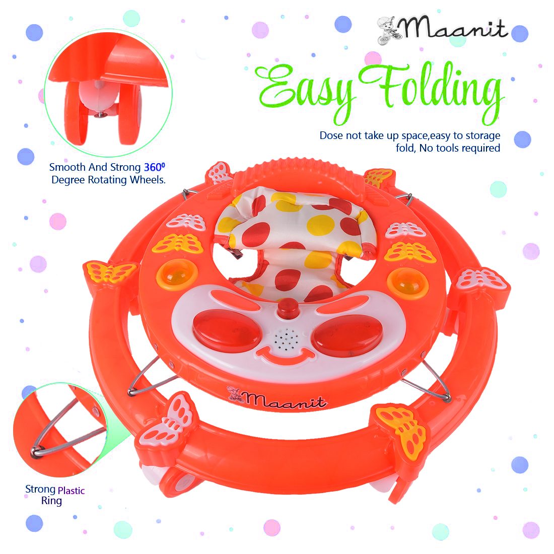 Maanit Butterfly Musical 3-in-1 Walker (Red)