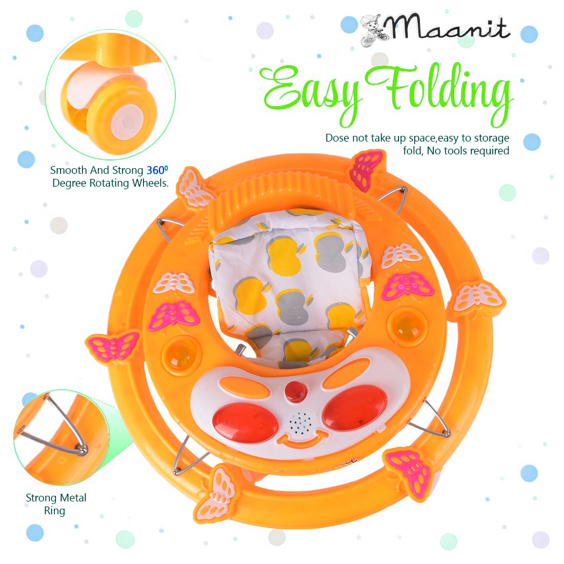 Maanit Butterfly Musical 3-in-1 Walker (Yellow)