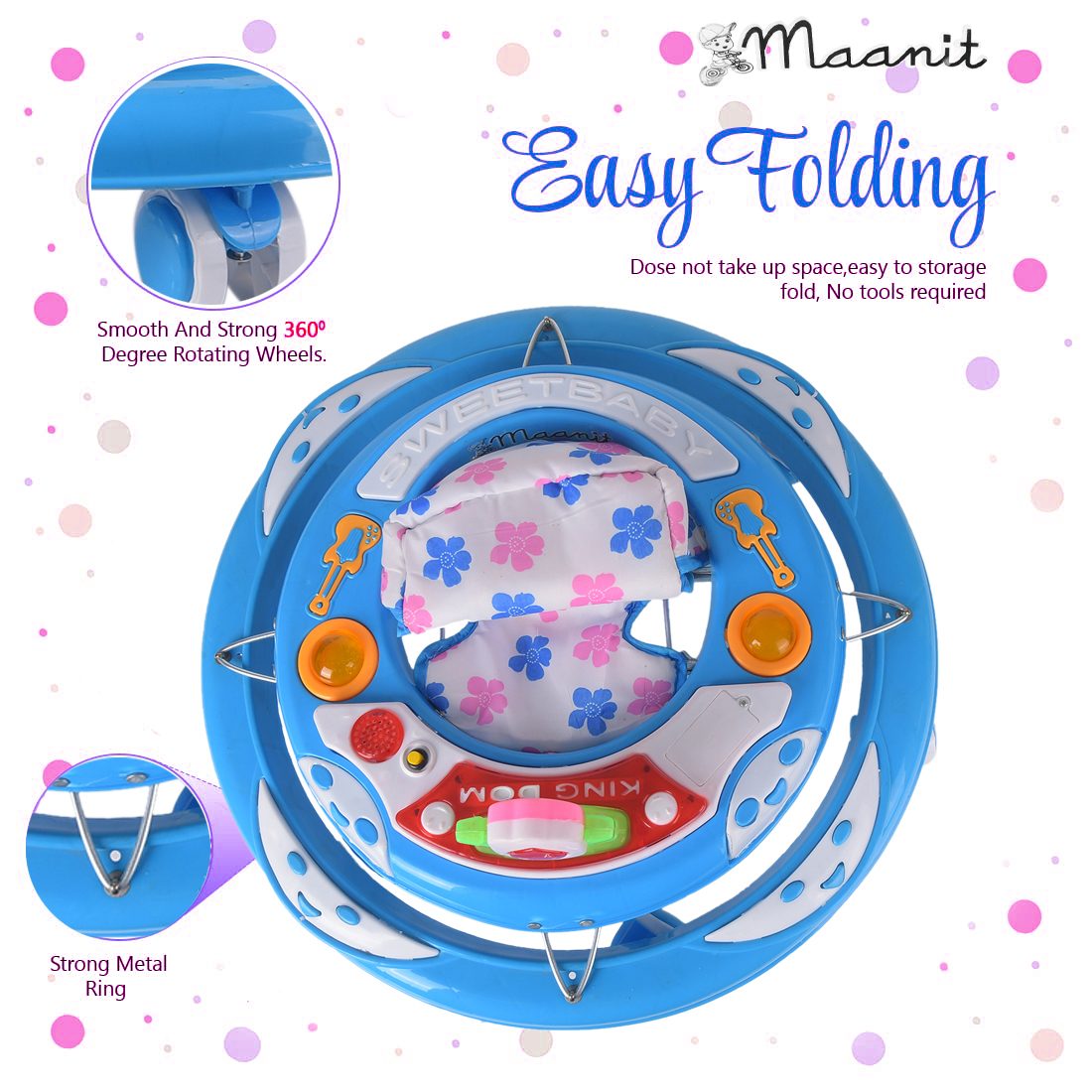 Maanit Kingdom Musical 2-in-1 Walker (Blue)