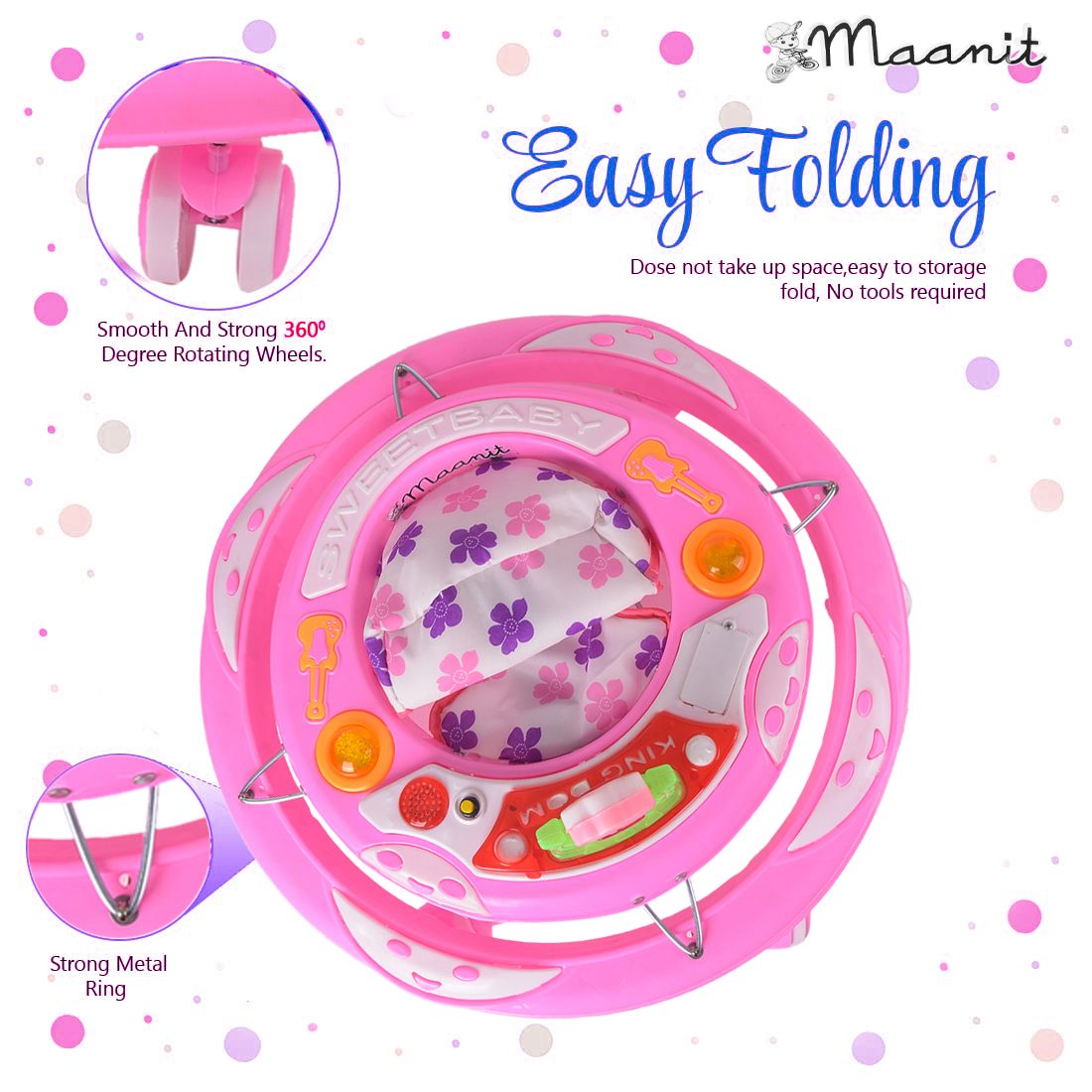 Maanit Kingdom Musical 2-in-1 Walker (Pink)