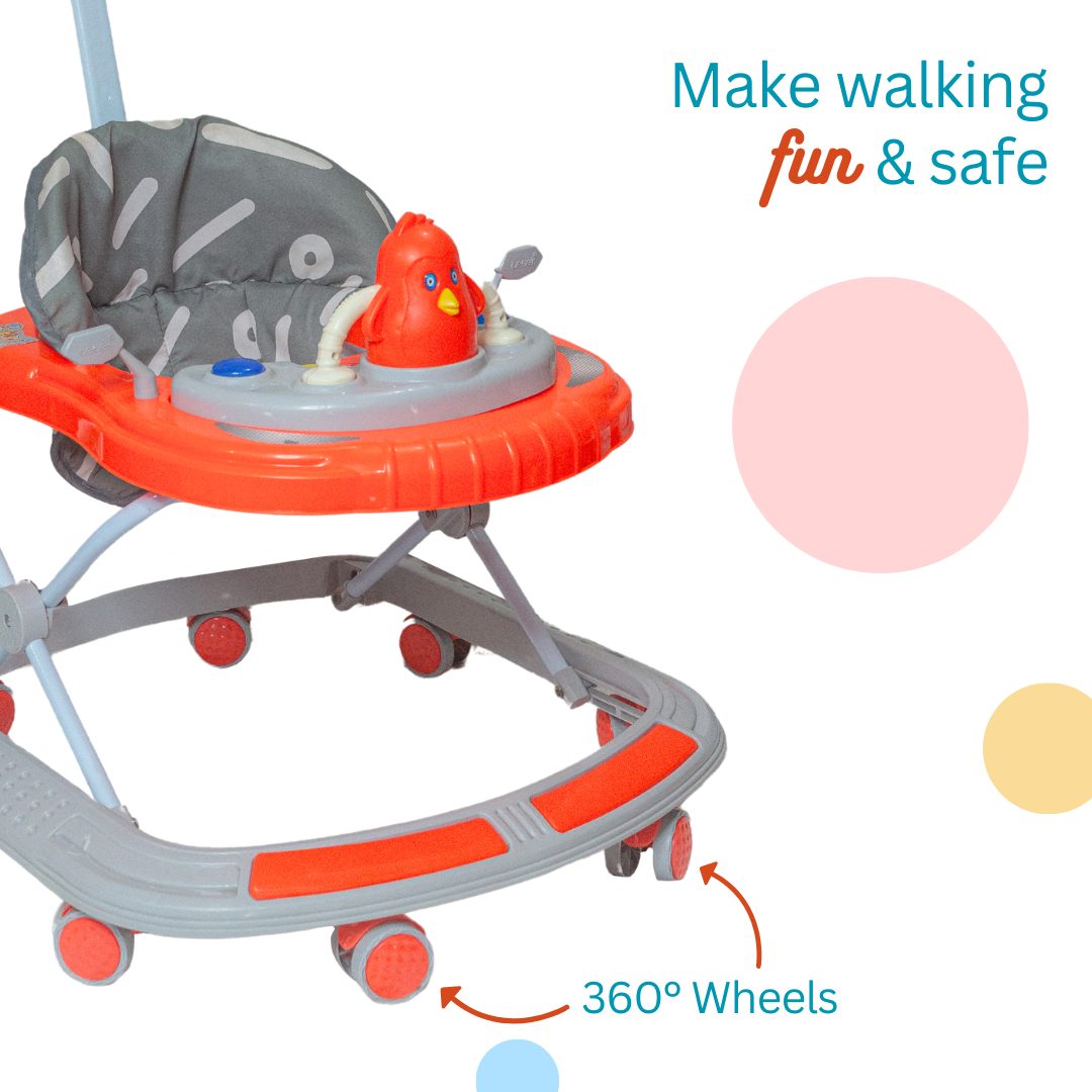 Maanit Penguins Adjustable Musical Activity Walker (Red)